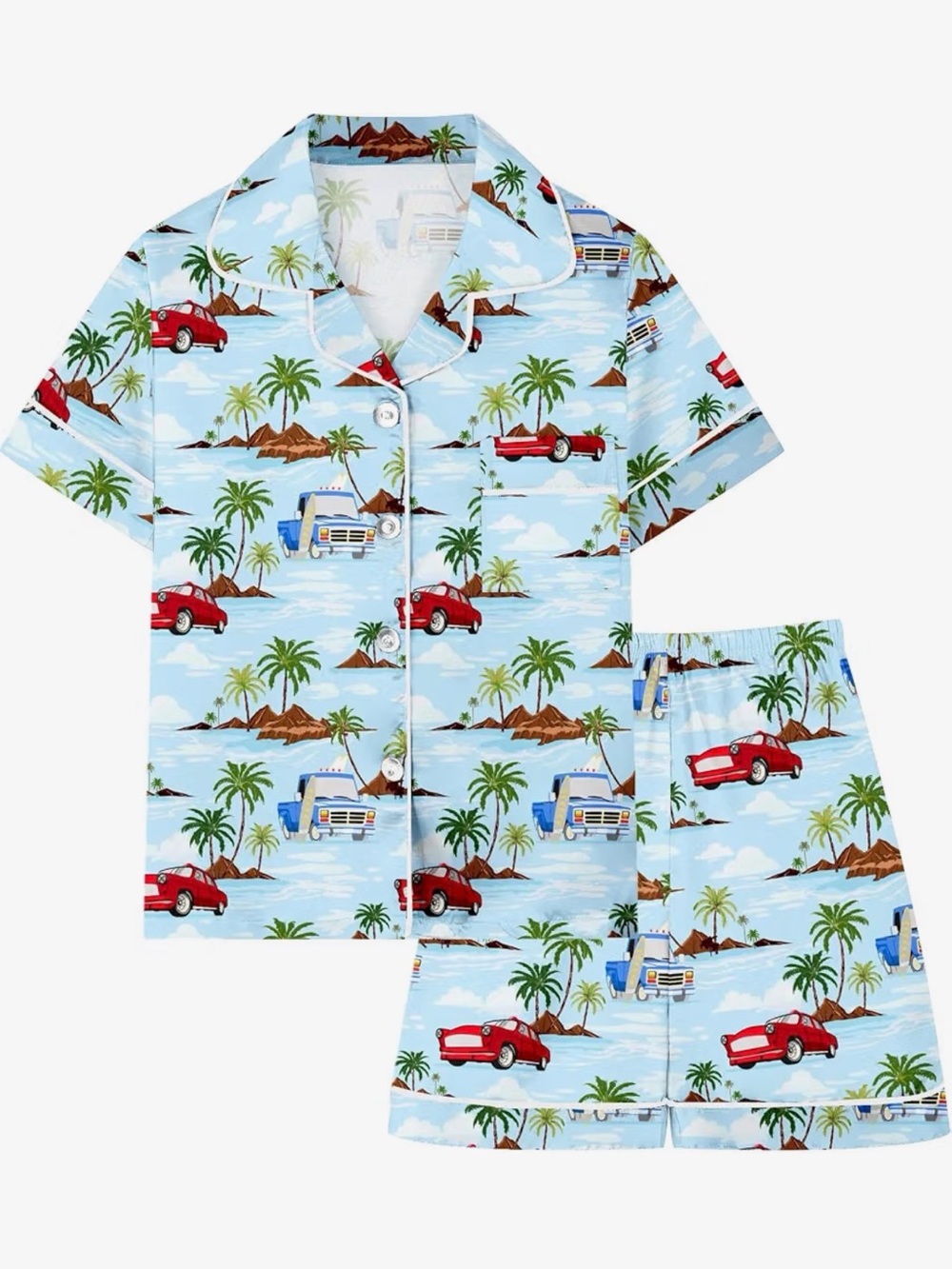 Schbbbta Hawaii Satin Pajama set, 4T-5T
